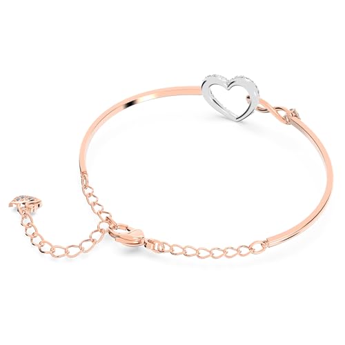 Rose-Gold Swarovski Heart Bangle with Clear Crystals