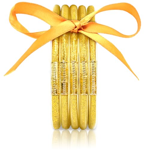 ZeeDix 5 Pack Gold Sparkling Fashion Bangles