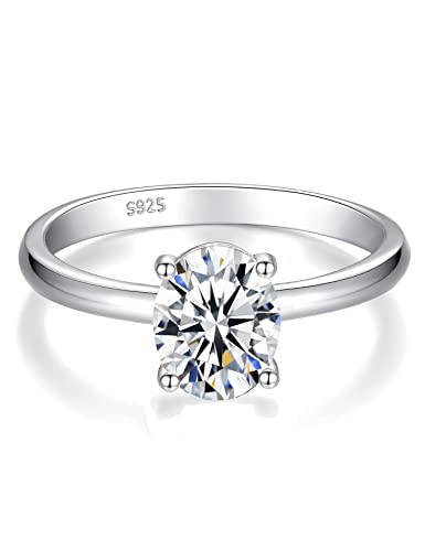 IMOLOVE Moissanite 1.5CT Oval Engagement Ring Sterling Silver