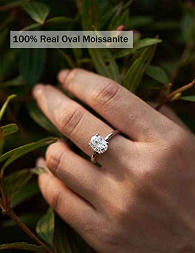 IMOLOVE Moissanite 1.5CT Oval Engagement Ring Sterling Silver