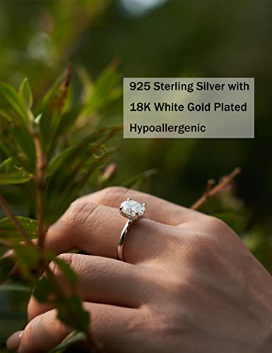 IMOLOVE Moissanite 1.5CT Oval Engagement Ring Sterling Silver