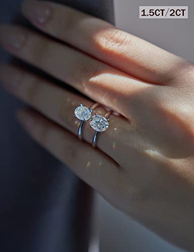 IMOLOVE Moissanite 1.5CT Oval Engagement Ring Sterling Silver