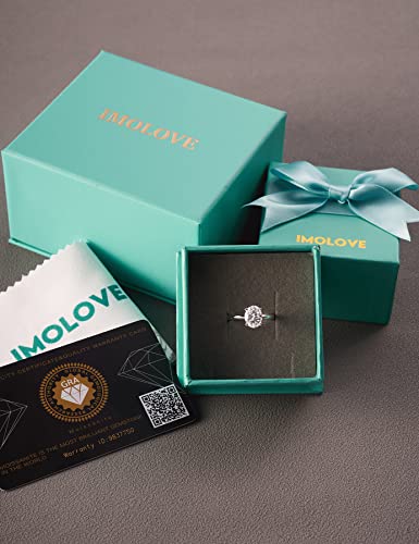 IMOLOVE Moissanite 1.5CT Oval Engagement Ring Sterling Silver