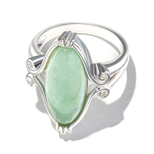 Celtic Scrollwork Pale Green Jade Ring, Sterling Silver