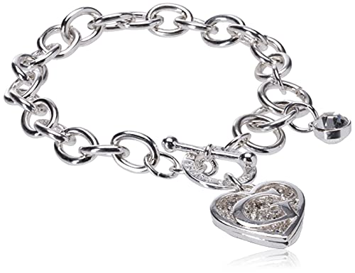 GUESS Heart Link Charm Toggle Chain Bracelet