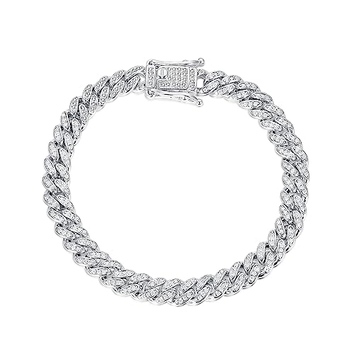 Bling 18K White Gold Plated Cuban Link Bracelet