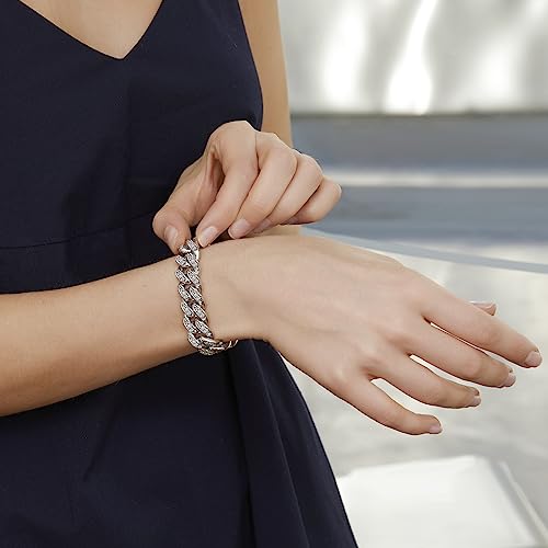 Bling 18K White Gold Plated Cuban Link Bracelet