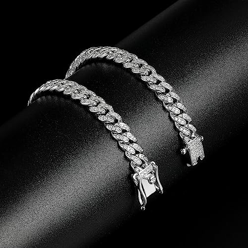 Bling 18K White Gold Plated Cuban Link Bracelet