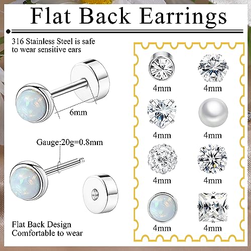 Silver Hypoallergenic Stainless Steel Stud Earrings Set