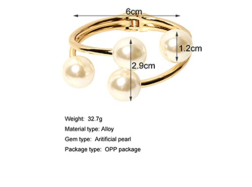 14K Gold Plated Pearl Clasp Cuff Bracelet for Women