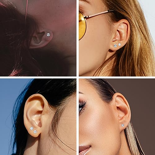 Silver Hypoallergenic Stainless Steel Stud Earrings Set