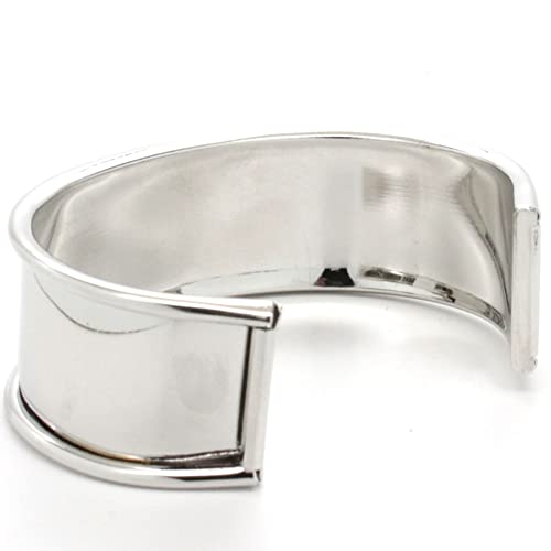 Flexible Steel Cuff Bracelet Blank, Nickel Plated Silver