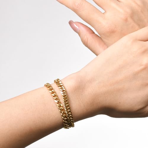 Gold Plated Cuban Link Bracelets Set for Women