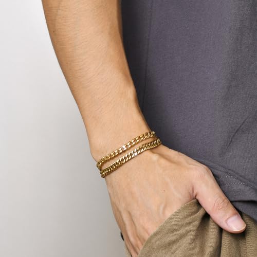 Gold Plated Cuban Link Bracelets Set for Women