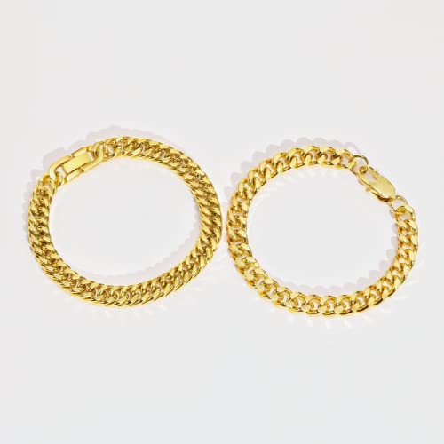 Gold Plated Cuban Link Bracelets Set for Women