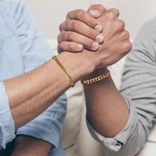 Gold Plated Cuban Link Bracelets Set for Women