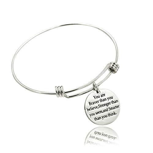 Set of 3 Inspirational Engraved Charm Bracelets - Silver
