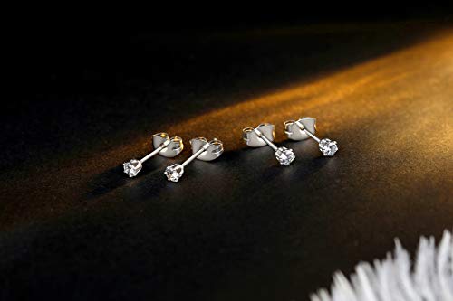 FOSIR 10 Pairs Stainless Steel CZ Stud Earrings