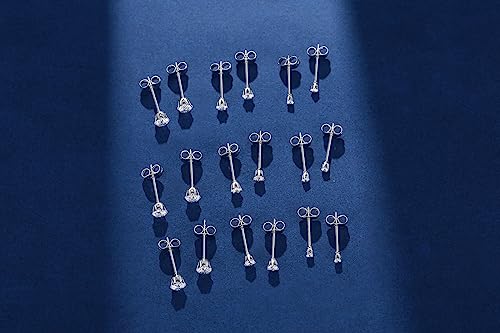 FOSIR 10 Pairs Stainless Steel CZ Stud Earrings