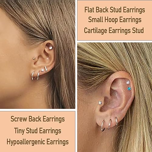 21Pairs Hypoallergenic Silver & Gold Plated Stud Earrings