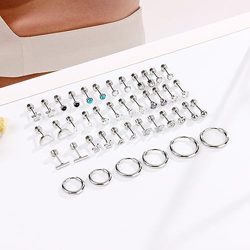 21Pairs Hypoallergenic Silver & Gold Plated Stud Earrings