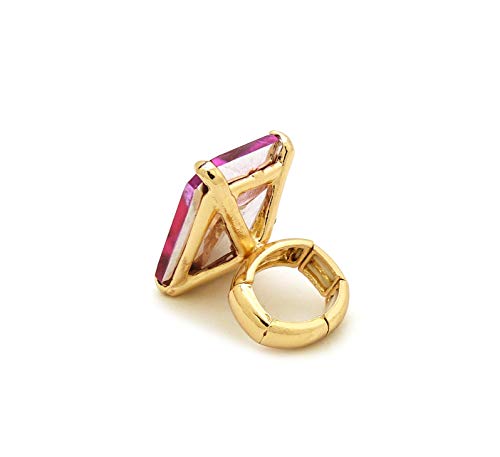 Colorful Stone Stretch Ring for Women (Fuchsia)