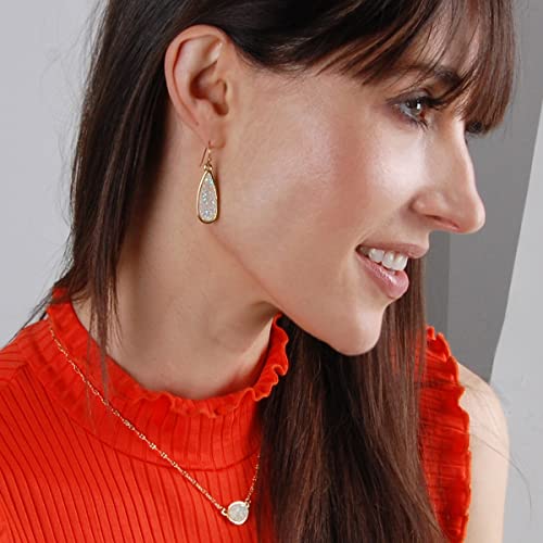 Sparkly Druzy Drop Earrings for Women in Gold