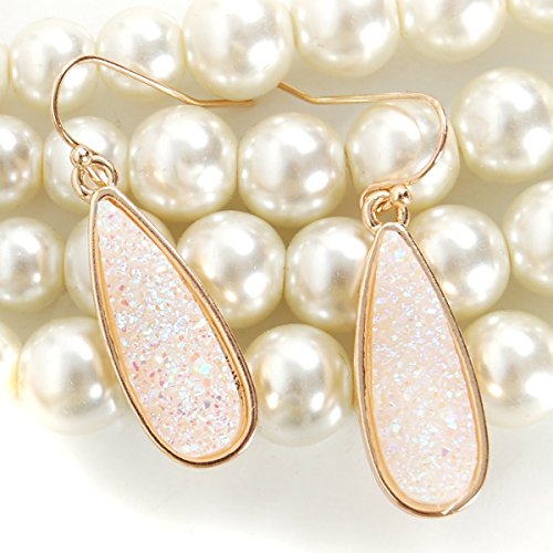 Sparkly Druzy Drop Earrings for Women in Gold
