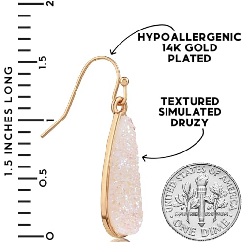 Sparkly Druzy Drop Earrings for Women in Gold