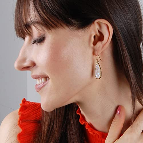 Sparkly Druzy Drop Earrings for Women in Gold