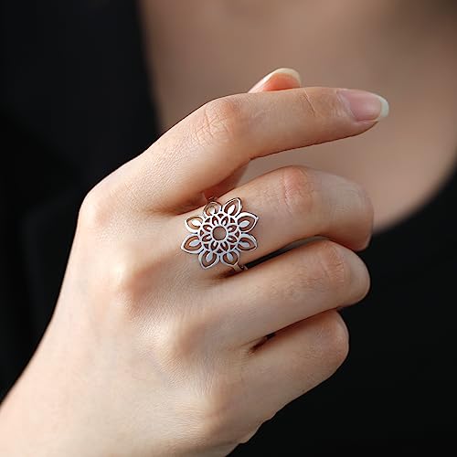 Lotus Geometric Stainless Steel Ring for Women Girls