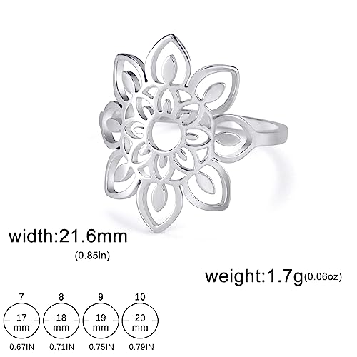 Lotus Geometric Stainless Steel Ring for Women Girls