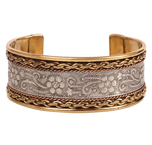 Indian Bollywood Floral Braided Cuff Bracelet Gold Silver