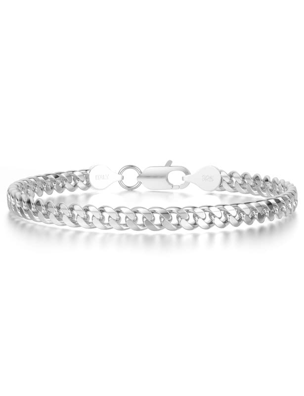 Unisex 925 Sterling Silver Cuban Link Bracelets 6.5