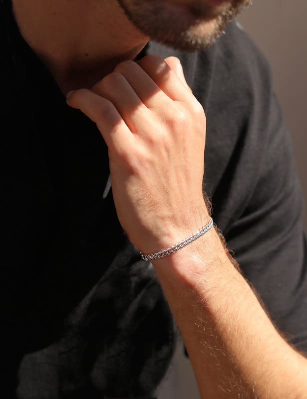 Unisex 925 Sterling Silver Cuban Link Bracelets 6.5