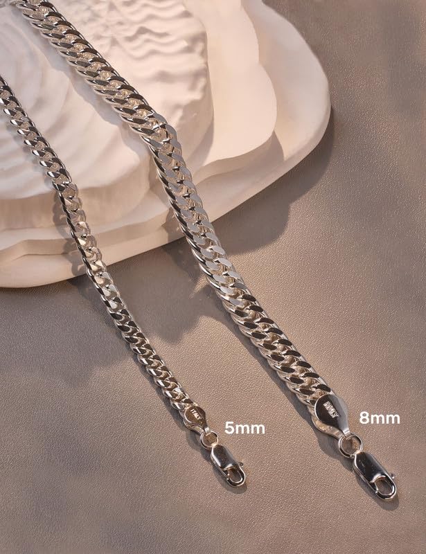 Unisex 925 Sterling Silver Cuban Link Bracelets 6.5