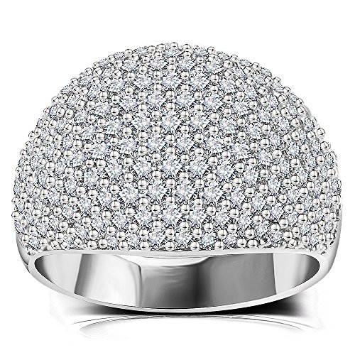 Dome Ring with White Diamond Accent in Size 5-11