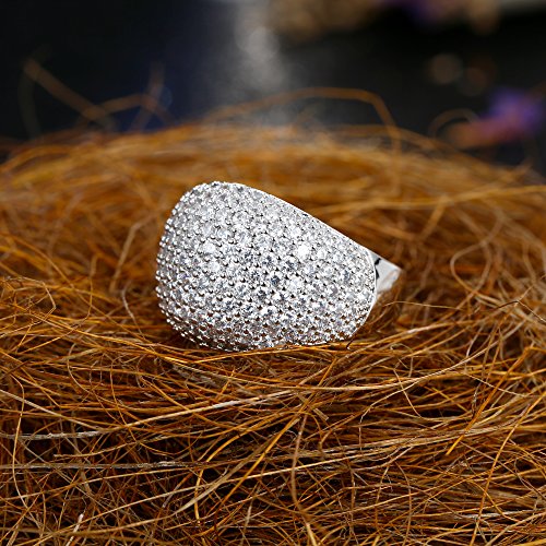 Dome Ring with White Diamond Accent in Size 5-11