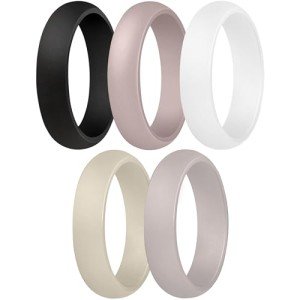 Women's Silicone Wedding Bands - Multi-color Options, Size 5.5-6