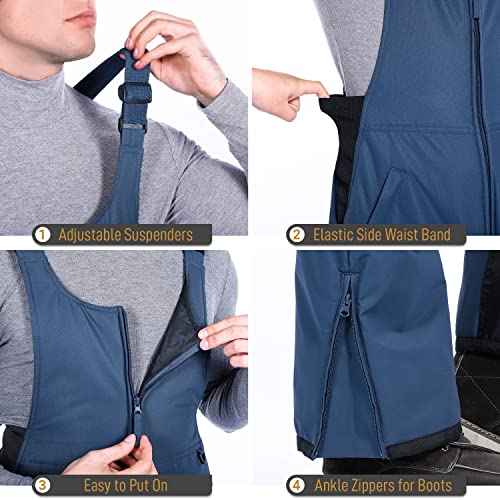 Men's Sportneer Snow Pants, Insulated Overalls, Navy XL