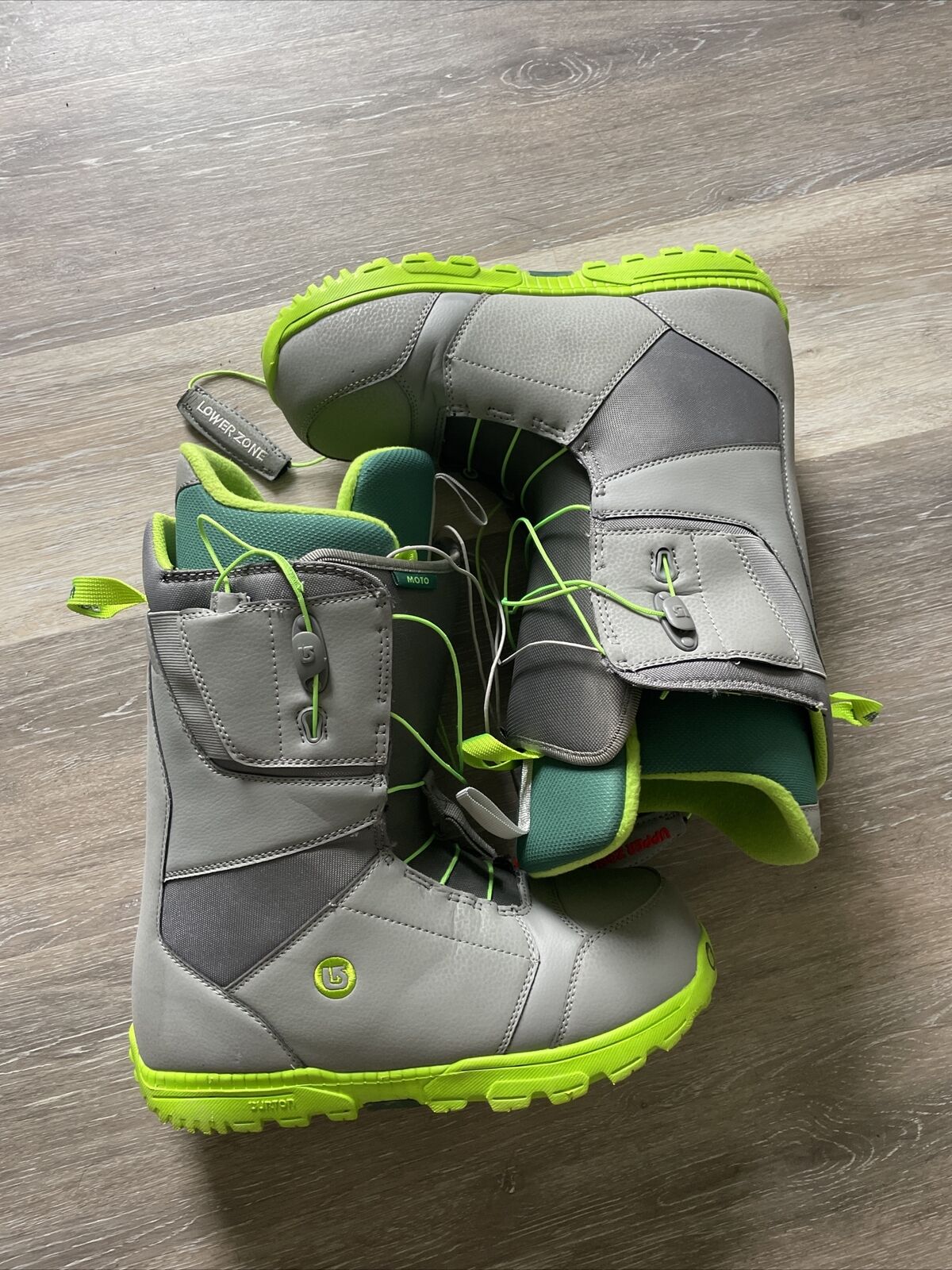 Burton Moto 1 Grey/Green Snowboard Boots - US 10