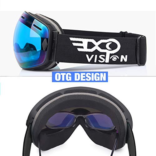 EXP VISION Snowboard Ski Goggles - Anti Fog, UV400 (Blue)