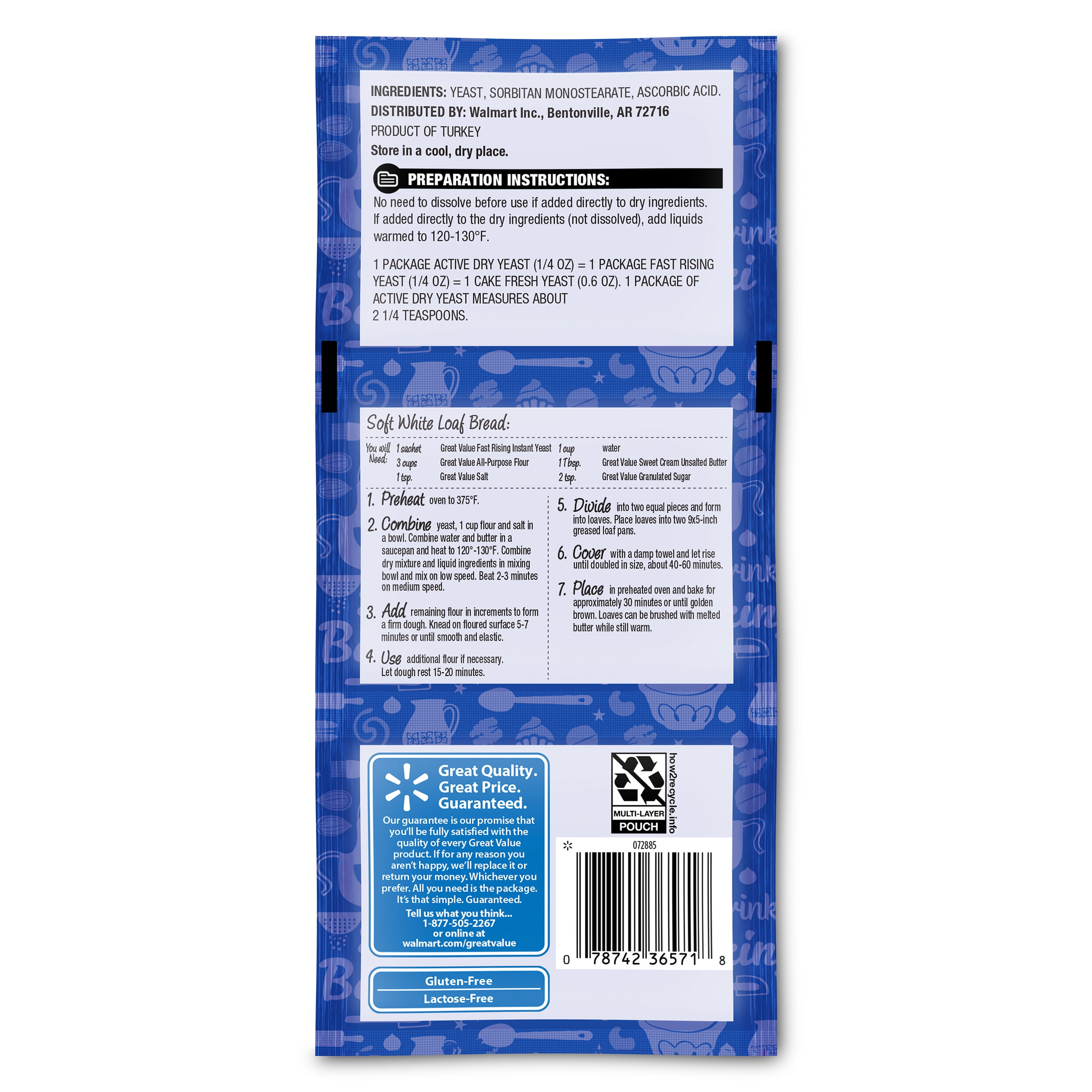 Great Value Fast Rising Instant Yeast, 0.25 oz, 3 Count