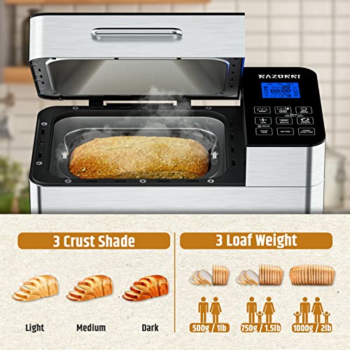 Razorri Stainless Steel Bread Maker with Gluten-Free Setting