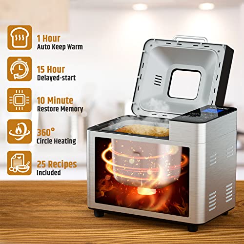 Razorri Stainless Steel Bread Maker with Gluten-Free Setting