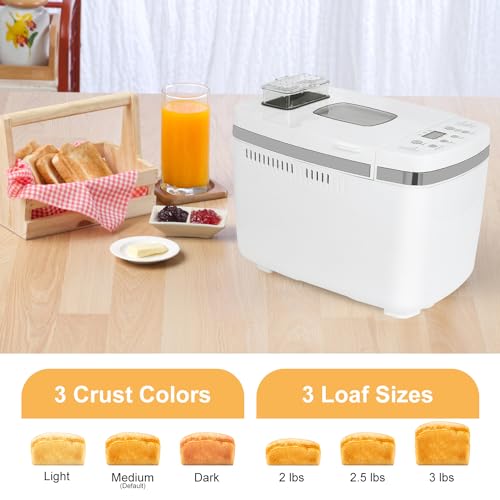 Patioer 14-in-1 Bread Maker Machine, White