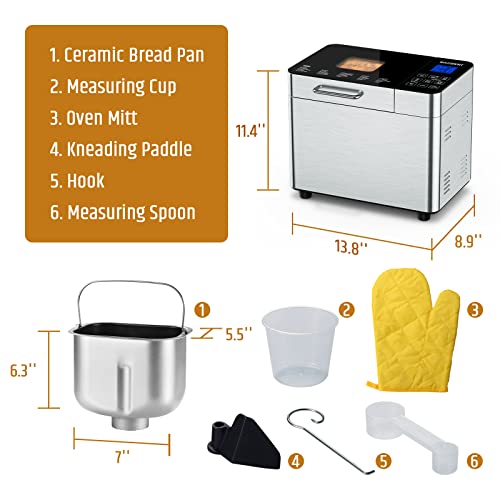 Razorri Stainless Steel Bread Maker with Gluten-Free Setting