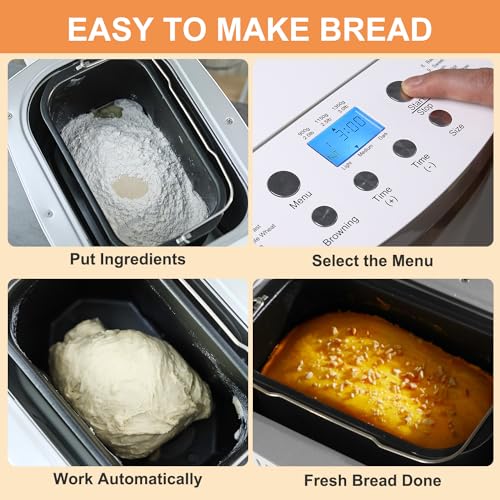 Patioer 14-in-1 Bread Maker Machine, White