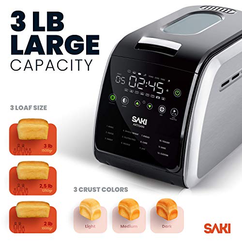 SAKI Large 3lb Bread Maker Machine, Programmable