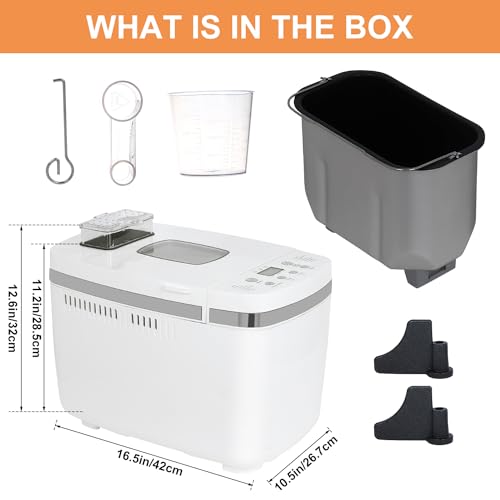 Patioer 14-in-1 Bread Maker Machine, White